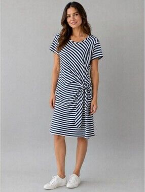 J. McLaughlin Navy/White Striped Leonora Side Tie Dress, XS NWT Preppy Nautical